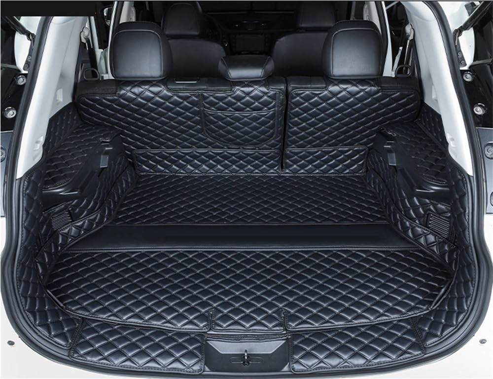 HZSMYXGS Kofferraumschutzmatte Kompatibel mit Nissan für X-Trail T32 7 Sitze 2014-2019 komplettes Set Kofferraummatten wasserdichte Kofferraumteppiche Cargo-Liner(Black B) von HZSMYXGS