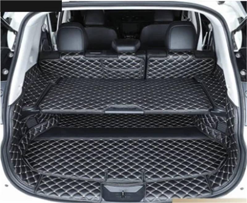 HZSMYXGS Kofferraumschutzmatte Kompatibel mit Nissan für X-Trail T32 7 Sitze 2014-2019 komplettes Set Kofferraummatten wasserdichte Kofferraumteppiche Cargo-Liner(Black with beige C) von HZSMYXGS