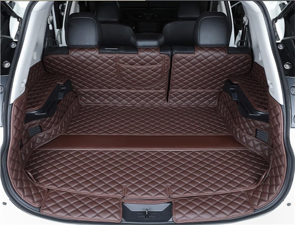 HZSMYXGS Kofferraumschutzmatte Kompatibel mit Nissan für X-Trail T32 7 Sitze 2014-2019 komplettes Set Kofferraummatten wasserdichte Kofferraumteppiche Cargo-Liner(Coffee B) von HZSMYXGS