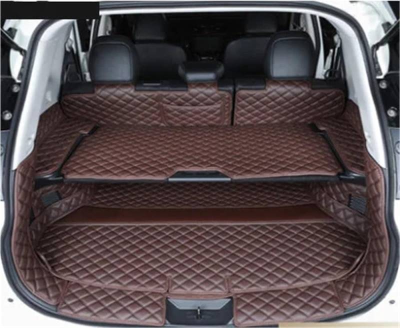 HZSMYXGS Kofferraumschutzmatte Kompatibel mit Nissan für X-Trail T32 7 Sitze 2014-2019 komplettes Set Kofferraummatten wasserdichte Kofferraumteppiche Cargo-Liner(Coffee C) von HZSMYXGS