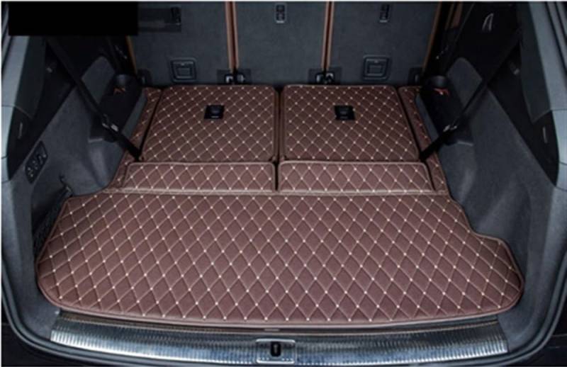 HZSMYXGS Kofferraumschutzmatte Kompatibel mit Q7 7 Sitze 2015 2016 2017 2018 2019 2020 2021 2022 Spezielle Kofferraummatten Kofferraumteppiche Cargo-Liner-Styling-Abdeckungen(Coffee 3 pcs) von HZSMYXGS