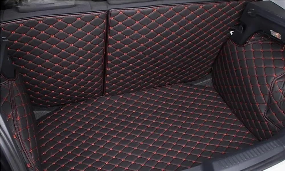 HZSMYXGS Kofferraumschutzmatte Kompatibel mit VW für Polo Mk5 2009 2010 2011 2012 2013 2014 2015 2016 2017 PU Kofferraummatte Cargo Liner Autozubehör(Black red Wire) von HZSMYXGS