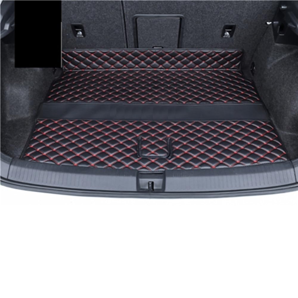 HZSMYXGS Kofferraumschutzmatte Kompatibel mit VW für T-ROC für TROC 2019 2020 2021 Kofferraummatten PU Cargo Liner Kofferraumteppiche Innenabdeckung(Black red 1 pcs) von HZSMYXGS