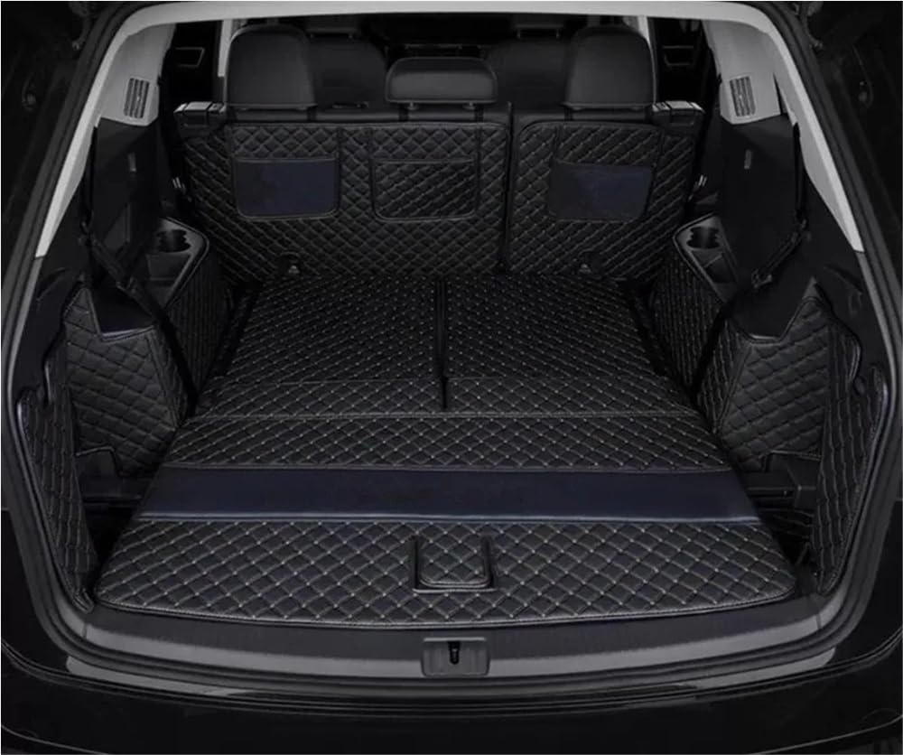 HZSMYXGS Kofferraumschutzmatte Kompatibel mit VW für Tiguan für Allspace 7 Sitze 2018-2023 Spezielle Kofferraummatten wasserdichte Kofferraumteppiche Cargo Liner-Abdeckung(Black with Black) von HZSMYXGS