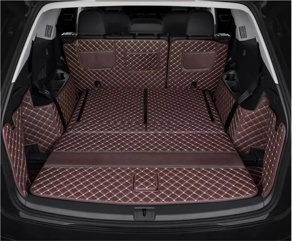 HZSMYXGS Kofferraumschutzmatte Kompatibel mit VW für Tiguan für Allspace 7 Sitze 2018-2023 Spezielle Kofferraummatten wasserdichte Kofferraumteppiche Cargo Liner-Abdeckung(Coffee) von HZSMYXGS