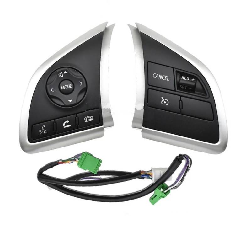 HZSMYXGS Lenkrad-Bedienknopfschalter Kompatibel mit Mitsubishi für Outlander 3 2013 2014 2015 2016 2017 2018 2019 Lenkradschalter Tempomattaste Audioradio(A Set-Silvery) von HZSMYXGS