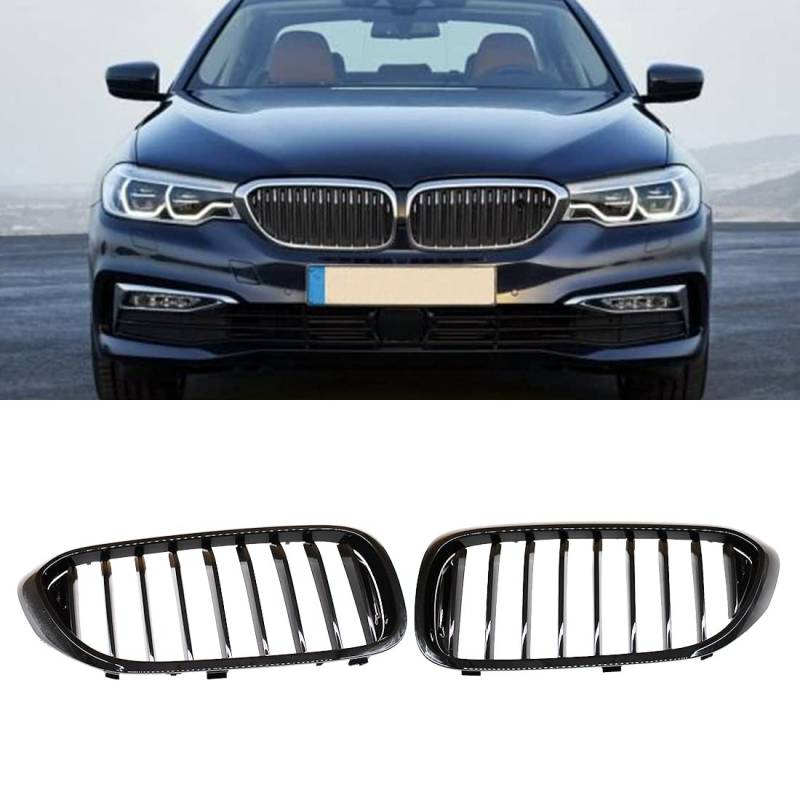 HZTWFC 1 Paar Kühlergrill glänzend schwarz einzelne Lamelle Frontstoßstangengrill vorderer Nierengrill für BMW 5er G30 G38 2018 2019 von HZTWFC