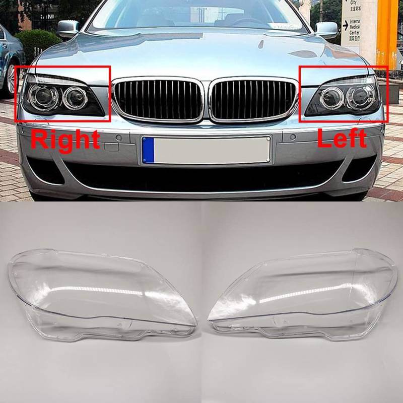 HZTWFC 2 Stück Scheinwerfer Kunststoffabdeckung Scheinwerfer Transparent Shell Lampenschirm Scheinwerferabdeckung Plexiglas Für BMW 7er E65 E66 2004-2008 von HZTWFC