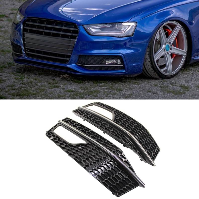 HZYCKJ Stoßstange Nebelscheinwerfer Abdeckung Kühlergrill Gitter Chrom Schwarz für Audi A4 B8.5 S-line S4 2013 2014 2015 von HZYCKJ