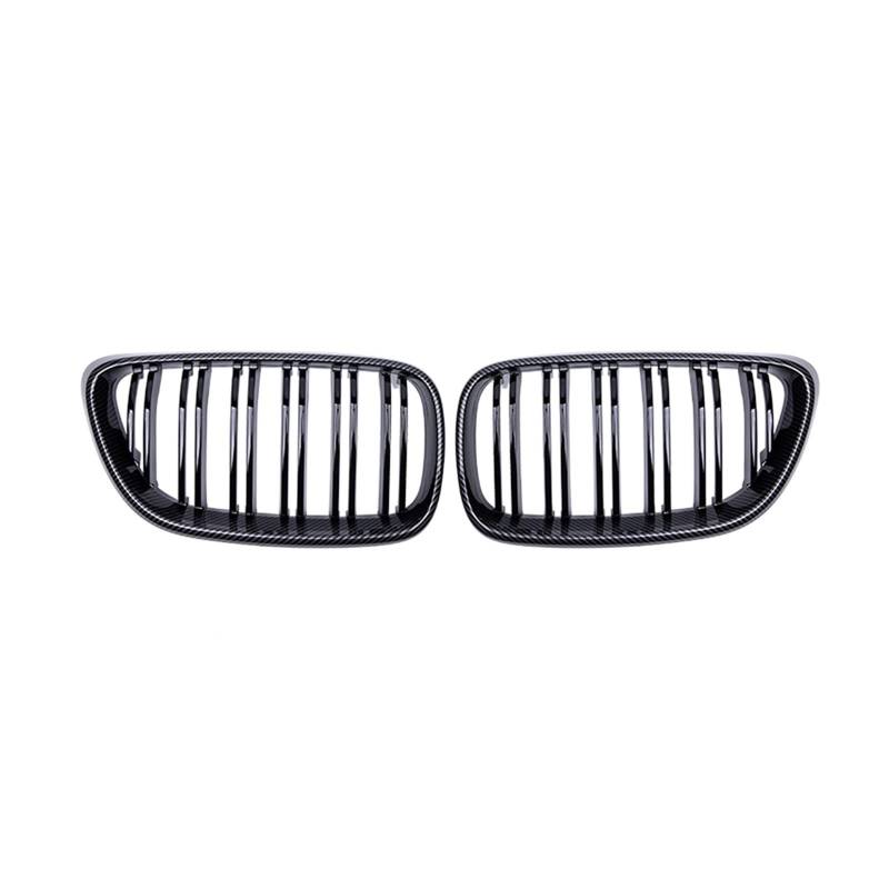 HZZST Kühlergrille Frontstoßstangengrill Auto-Frontnierengrill, Renngrill, Glänzend Schwarz, Zweizeilige Grills Für 2er-Serie F22 F23 F87 M2 14–19(Kohlefaser) von HZZST