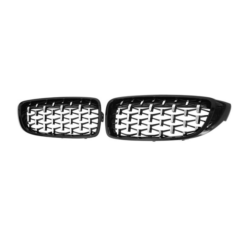 HZZST Kühlergrille Frontstoßstangengrill Diamond Grilles Auto-Frontstoßstangengrill Für 4er-Serie F32 F33 F36 M3 F80 M4 F82 12–18(Black+Silver) von HZZST