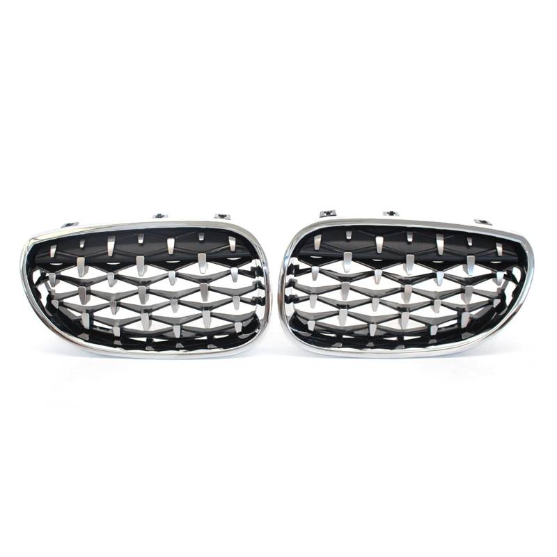 HZZST Kühlergrille Frontstoßstangengrill Für E60 5er 2004–2009, Auto-Frontgrill, Diamant-Meteor-Stil, ABS-Kunststoff, 1 Paar von HZZST