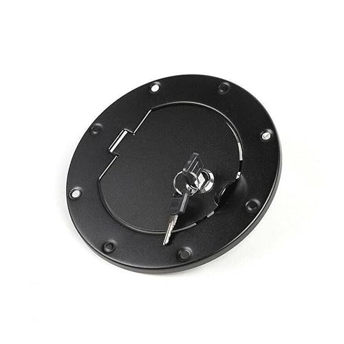 HZZST Tankdeckel für Gasöl Auto-Verriegelung Tankdeckel Tankdeckel Schwarz Aluminiumlegierung Für Wrangler TJ 2/4 Tür 1997-2006 von HZZST