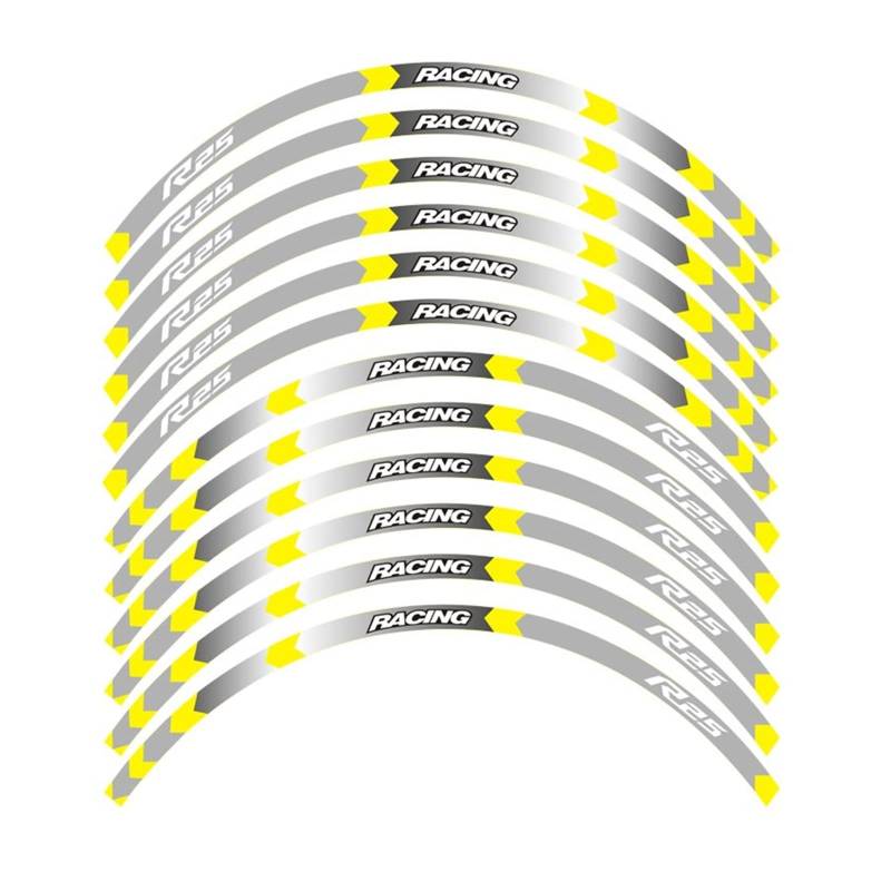 Motorrad-Radaufkleber Für YZF R25 Motorrad 17 Zoll Radaufkleber Reflektierende Aufkleber Felgenstreifen Motorrad(G) von HZZST