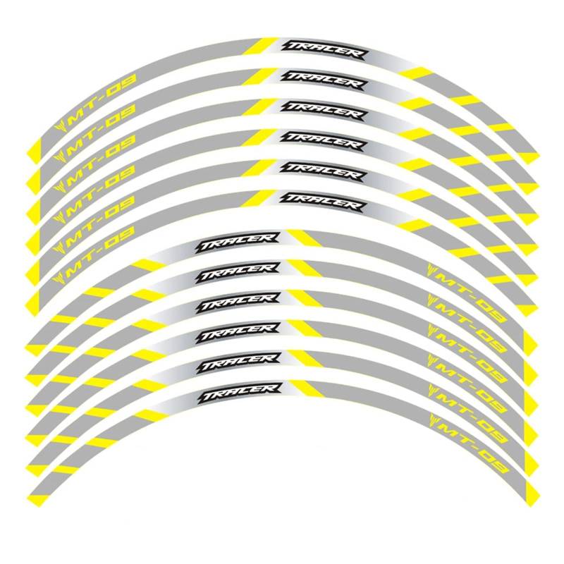 Motorrad-Radaufkleber Motorrad-Vorder- Und Hinterräder Kanten-Außenrand-Aufkleber, Reflektierender Streifen, Radaufkleber Für MT-09 Tracer(F) von HZZST