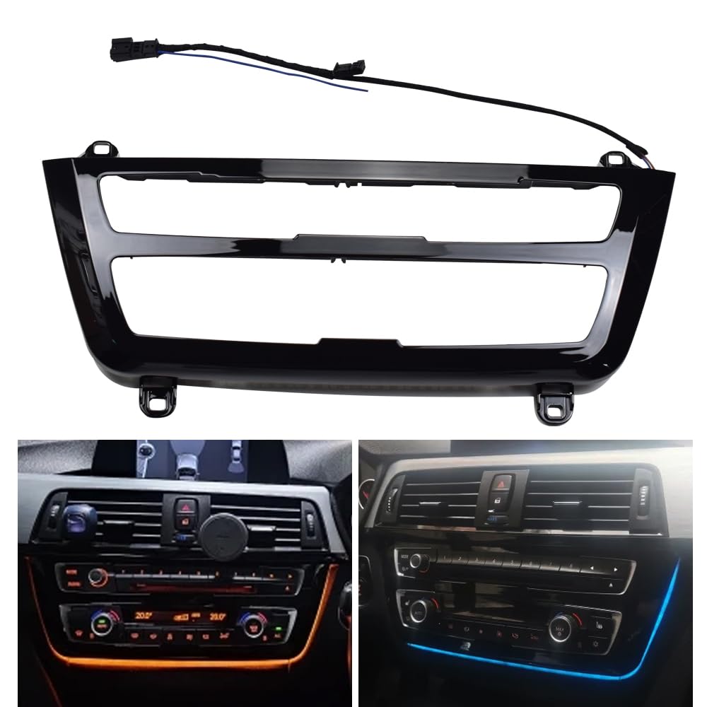 2 Farben LED Umgebungslicht, AC Radio Panel Dekorative Leuchte Atmosphärenlicht für Innen Armaturenbrett Mittelkonsole Kompatibel mit BMW 3er 4er F30 F31 F32 M3 M4 F80 (Schwarz) von Hacreyatu