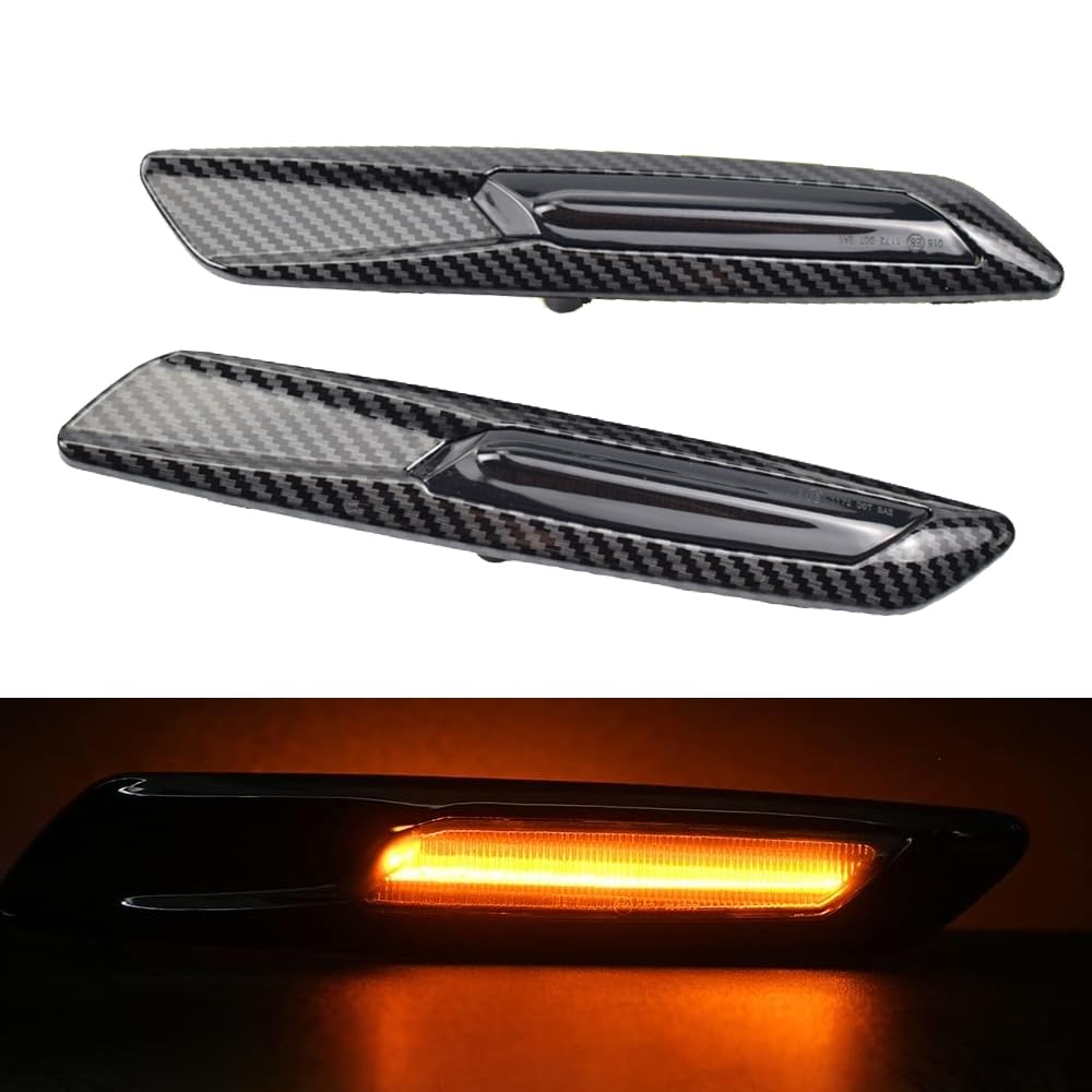 2 Stück LED Blinker für B-MW 1 3 5 Series E90 E91 E92 F30 E93 E46 E60 E61 (Carbon-1) von Hacreyatu