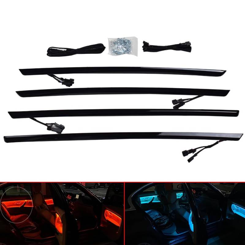 Hacreyatu Auto LED Innentürbeleuchtung Ambient Light Trim Strip Zubehör für B-MW 3er F30 F31 320i 328i 330i 335i 340i 2012-2018 Tür Zweifarbige Atmosphärenlampe Ersatzabdeckung (Schwarz) von Hacreyatu