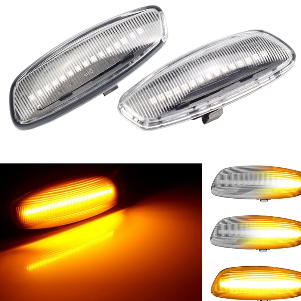 Für P – eugeot 207 308 3008 5008 rcz für Citroen C3 C4 C5 DS3 DS4 Auto LED Blinker Seitenblinker Schutzblech (transparent) von Hacreyatu