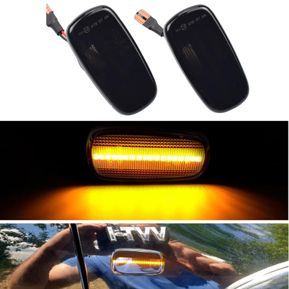 Hacreyatu LED Seitenmarkierungsleuchte Blinker Blinker für Toyota Land Cruiser IS200 / IS300 LS430 Prius Kluger Wish Altezza Crown Lexus (Schwarz) von Hacreyatu