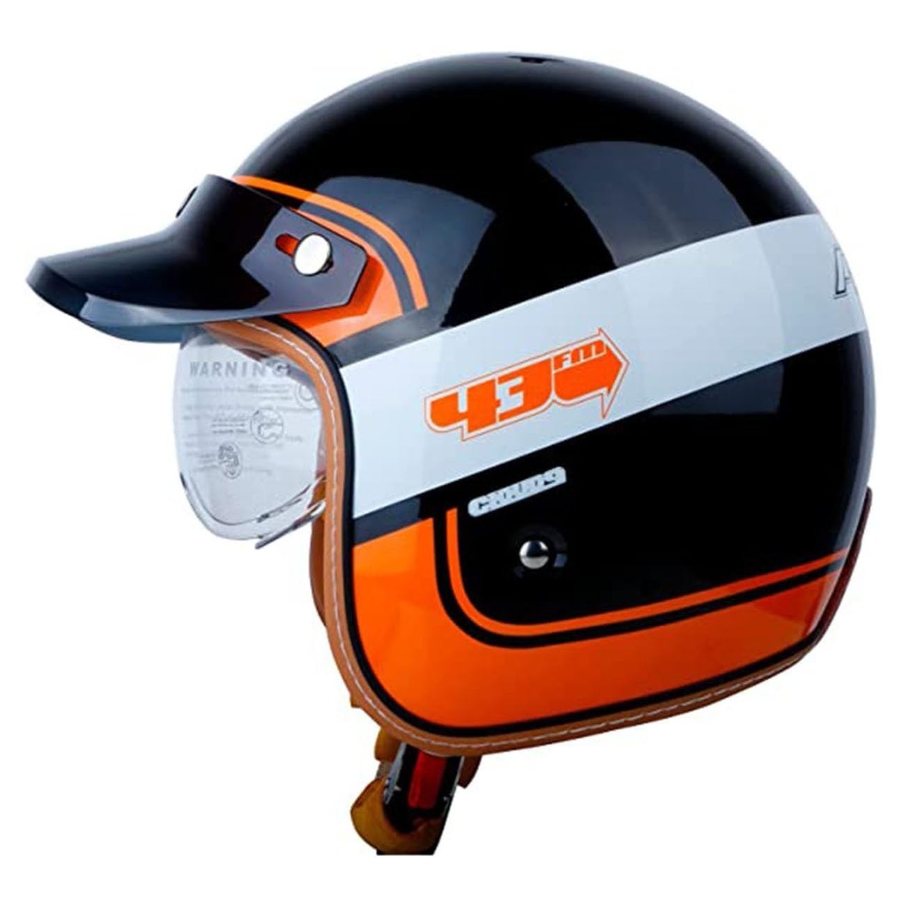 3/4 Vintage Jethelm Motorradhelm Halbhelme,Brain-Cap Offenem Scooter-Helm Mit Visier Halbschalenhelm Roller-Helm ECE Zulassung Antikollisions-Schutzhelm Für Herren Damen 1,L:59-60CM von HaiBing