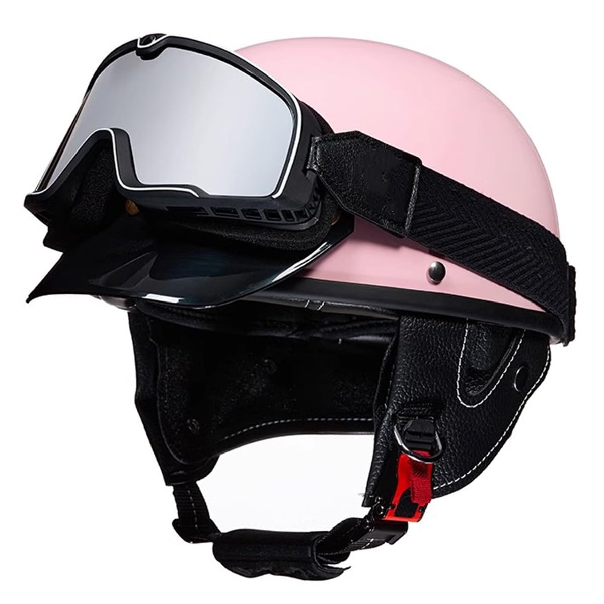 Jet-Helm Halbschalenhelm Damen Herren Retro Motorrad Halbhelm Mit Brille Brain-Cap Motorradhelm Roller-Helm Cruiser Chopper Scooter Helm DOTECE-Zertifizierter Halbhelme 16,M:57-58CM von HaiBing