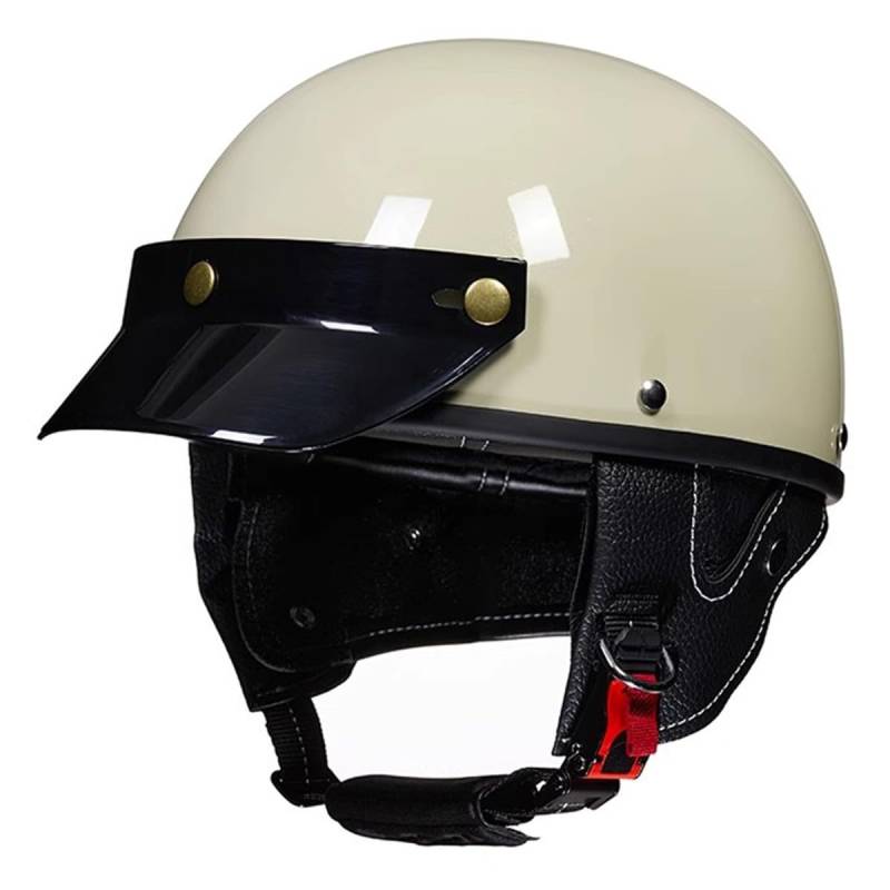 Jet-Helm Halbschalenhelm Damen Herren Retro Motorrad Halbhelm Mit Brille Brain-Cap Motorradhelm Roller-Helm Cruiser Chopper Scooter Helm DOTECE-Zertifizierter Halbhelme 7,L:59-60CM von HaiBing