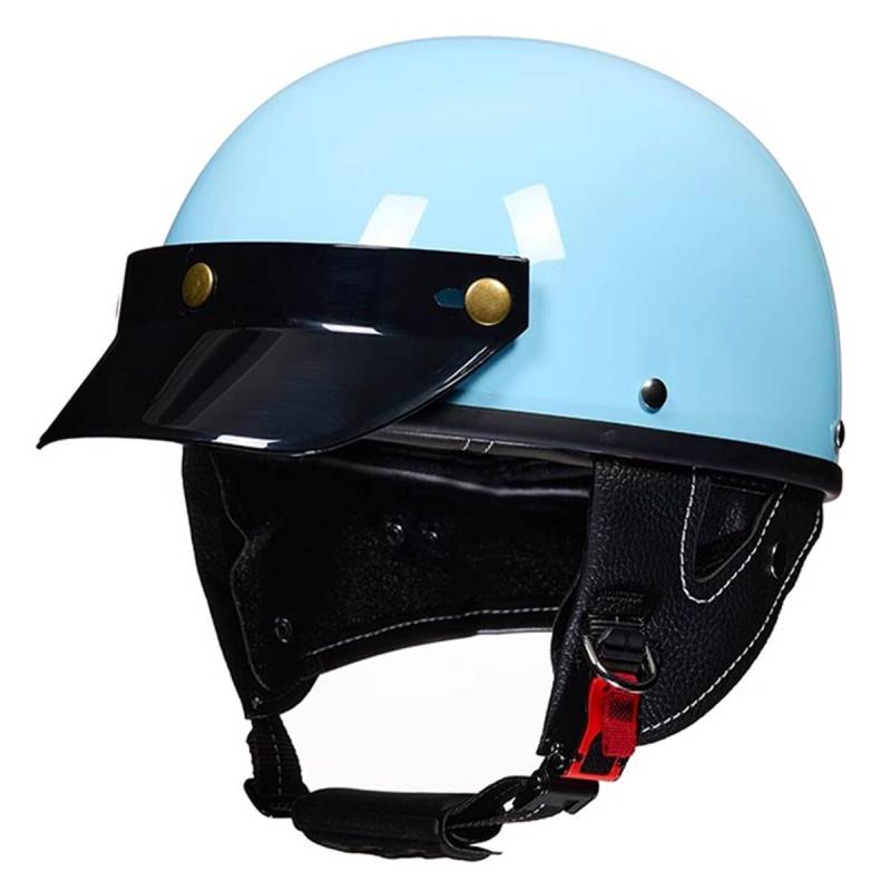 Jet-Helm Halbschalenhelm Damen Herren Retro Motorrad Halbhelm Mit Brille Brain-Cap Motorradhelm Roller-Helm Cruiser Chopper Scooter Helm DOTECE-Zertifizierter Halbhelme 9,XL:61-62CM von HaiBing