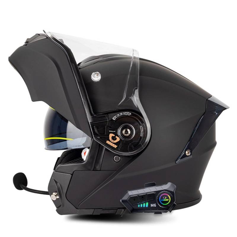 Klapphelm Motorrad Helm Mit Bluetooth Integralhelm Mit Doppelvisier Mikrofon Integriert Motorradhelm Sturzhelm ECE/DOT Zertifiziert Flip Vollvisierhelm Für Herren Damen 4,3XL:65-66CM von HaiBing