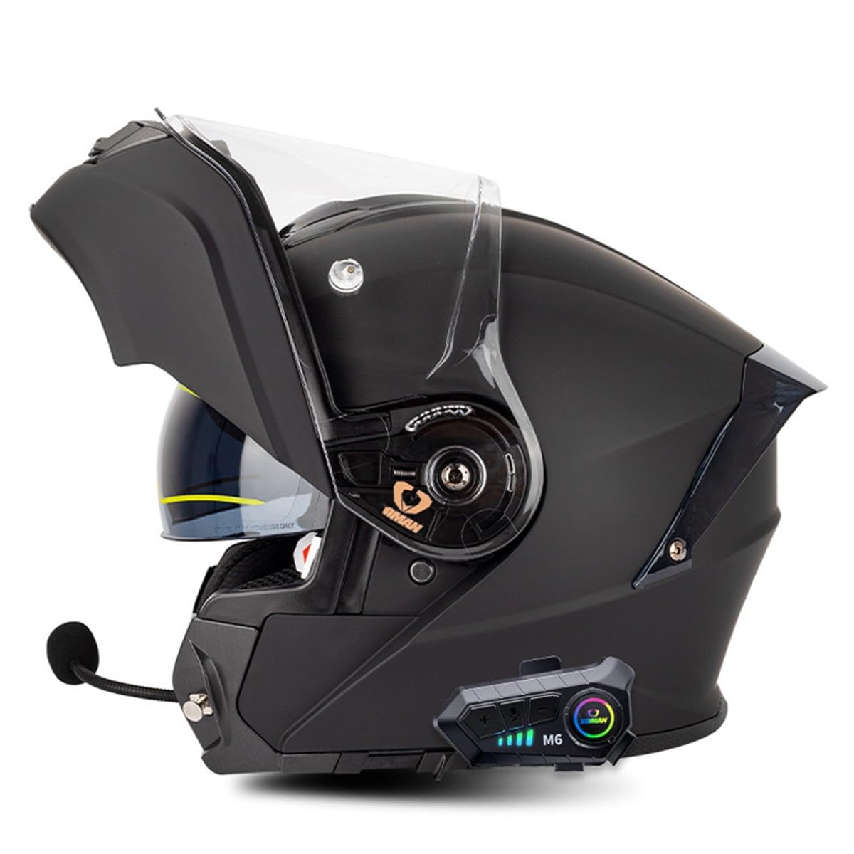 Klapphelm Motorrad Helm Mit Bluetooth Integralhelm Mit Doppelvisier Mikrofon Integriert Motorradhelm Sturzhelm ECE/DOT Zertifiziert Flip Vollvisierhelm Für Herren Damen 4,4XL:67-68CM von HaiBing