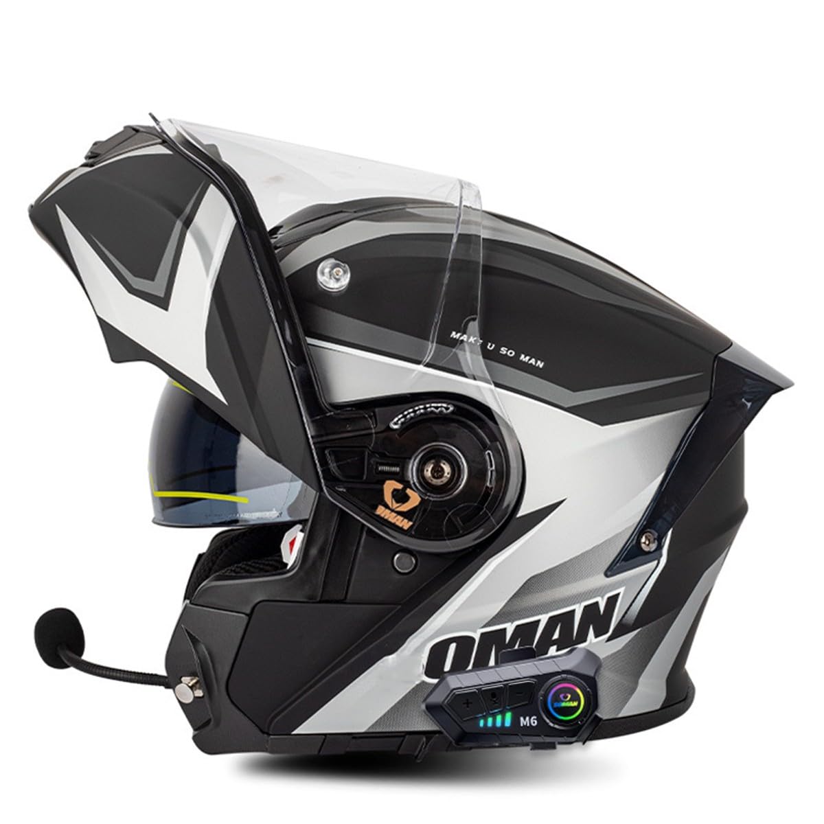 Klapphelm Motorrad Helm Mit Bluetooth Integralhelm Mit Doppelvisier Mikrofon Integriert Motorradhelm Sturzhelm ECE/DOT Zertifiziert Flip Vollvisierhelm Für Herren Damen 9,XL:61-62CM von HaiBing