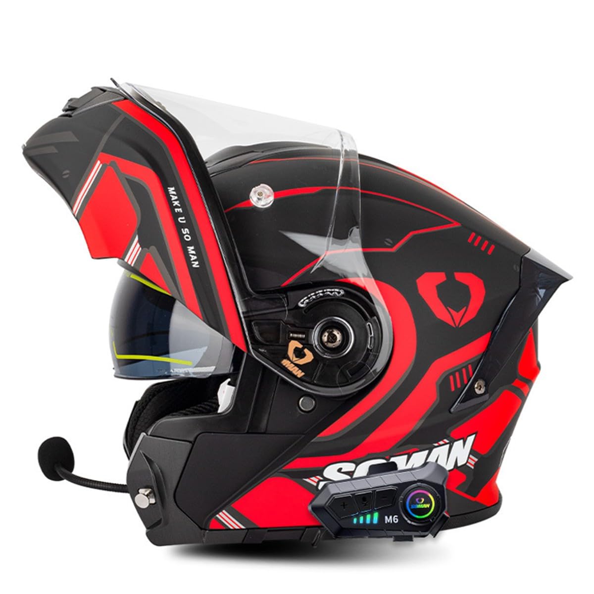 Klapphelm Motorradhelm Mit Bluetooth Doppelvisier Mikrofon Motorrad Helm Sturzhelm ECE/DOT Zertifiziert Flip Vollvisierhelm Modularer Helm Für Frauen Männer 5,3XL:65-66CM von HaiBing