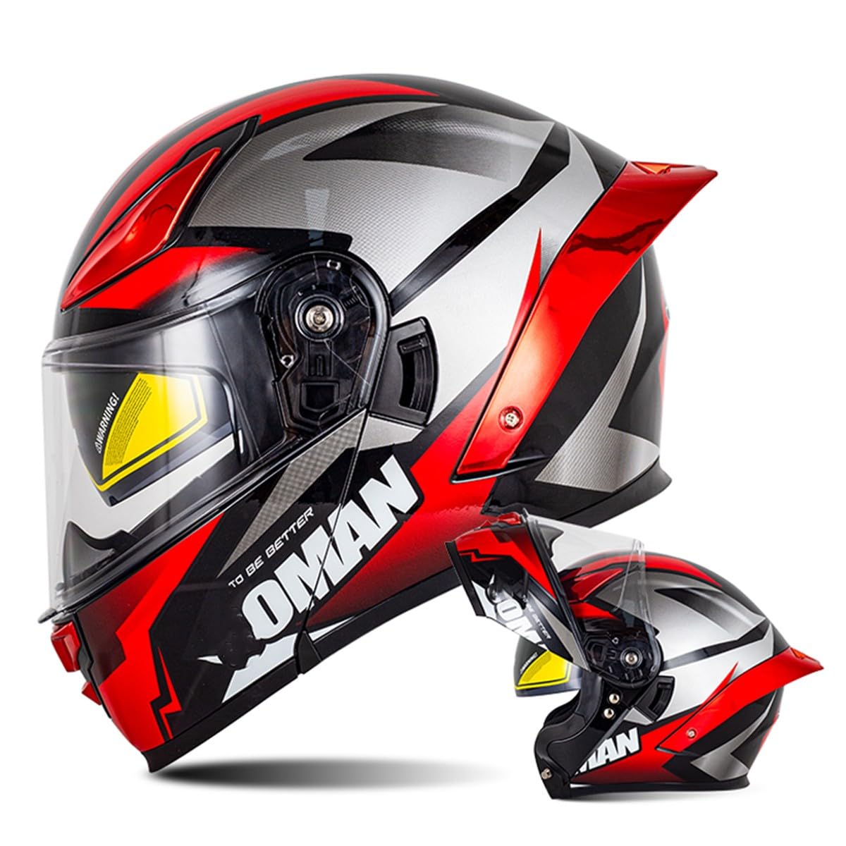 Motorrad Helm Klapphelm Integralhelm Full Face Motorrad Helm Mit Doppelvisier Sonnenblende Motorradhelm Sturzhelm DOT/ECE Zertifiziert Für Damen Herren Erwachsene 3,M:57-58CM von HaiBing