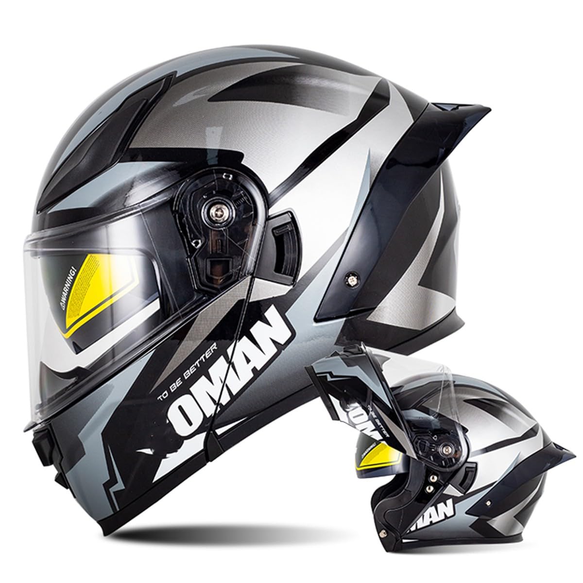 Motorrad Helm Klapphelm Integralhelm Full Face Motorrad Helm Mit Doppelvisier Sonnenblende Motorradhelm Sturzhelm DOT/ECE Zertifiziert Für Damen Herren Erwachsene 4,L:59-60CM von HaiBing