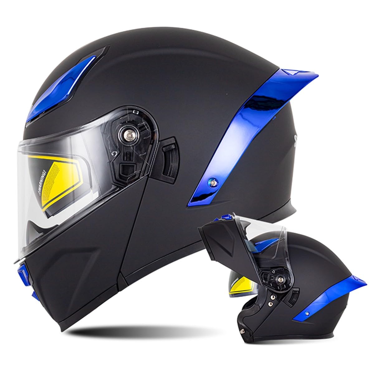 Motorrad Helm Klapphelm Integralhelm Full Face Motorrad Helm Mit Doppelvisier Sonnenblende Motorradhelm Sturzhelm DOT/ECE Zertifiziert Für Damen Herren Erwachsene 9,M:57-58CM von HaiBing