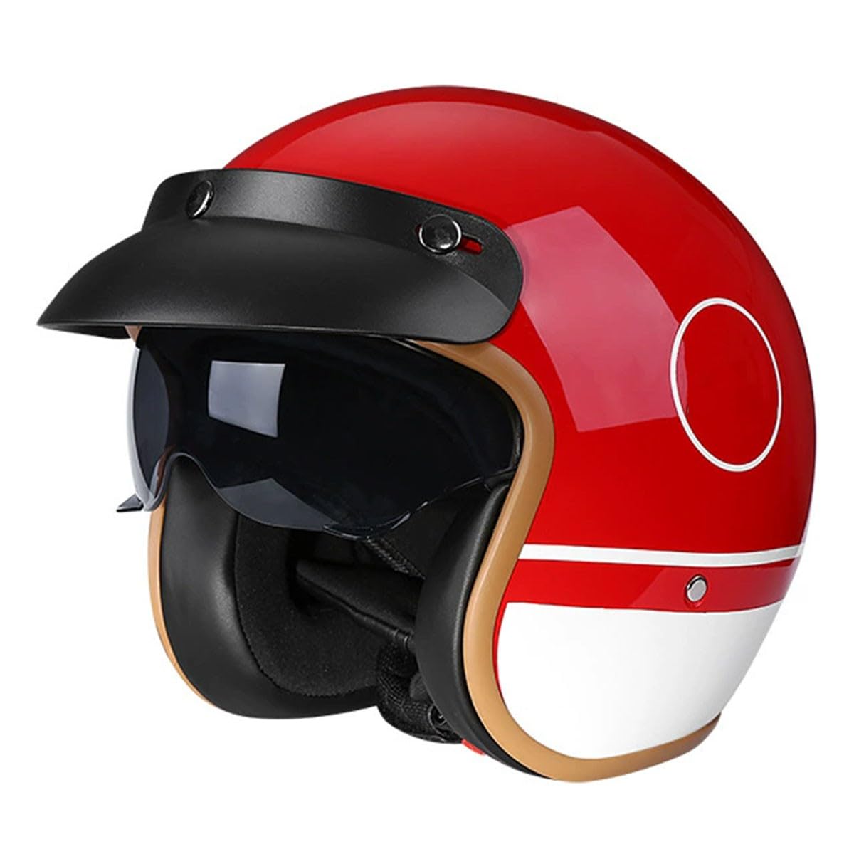 Motorradhelm ECEDOT Zertifiziert Jethelm Retro Halbschalenhelm Motorrad Halbhelm Mit Visier Chopper Helm Scooter-Helm Offenem Helm Herausnehmbares Futter 1,L:59-60CM von HaiBing