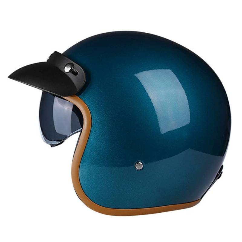 Motorradhelm ECEDOT Zertifiziert Jethelm Retro Halbschalenhelm Motorrad Halbhelm Mit Visier Chopper Helm Scooter-Helm Offenem Helm Herausnehmbares Futter 5,L:59-60CM von HaiBing