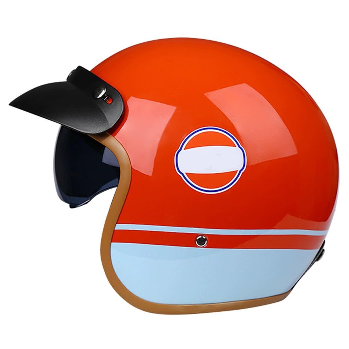 Motorradhelm ECEDOT Zertifiziert Jethelm Retro Halbschalenhelm Motorrad Halbhelm Mit Visier Chopper Helm Scooter-Helm Offenem Helm Herausnehmbares Futter 6,L:59-60CM von HaiBing