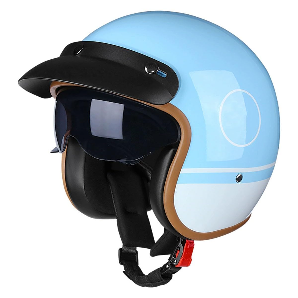 Motorradhelm ECEDOT Zertifiziert Jethelm Retro Halbschalenhelm Motorrad Halbhelm Mit Visier Chopper Helm Scooter-Helm Offenem Helm Herausnehmbares Futter 7,L:59-60CM von HaiBing