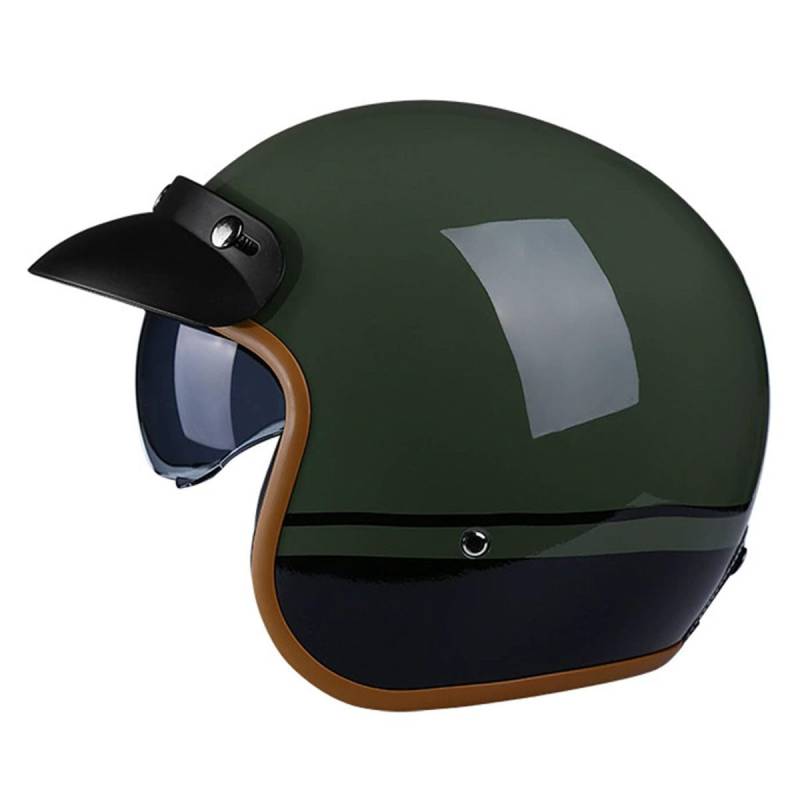 Motorradhelm ECEDOT Zertifiziert Jethelm Retro Halbschalenhelm Motorrad Halbhelm Mit Visier Chopper Helm Scooter-Helm Offenem Helm Herausnehmbares Futter 9,L:59-60CM von HaiBing