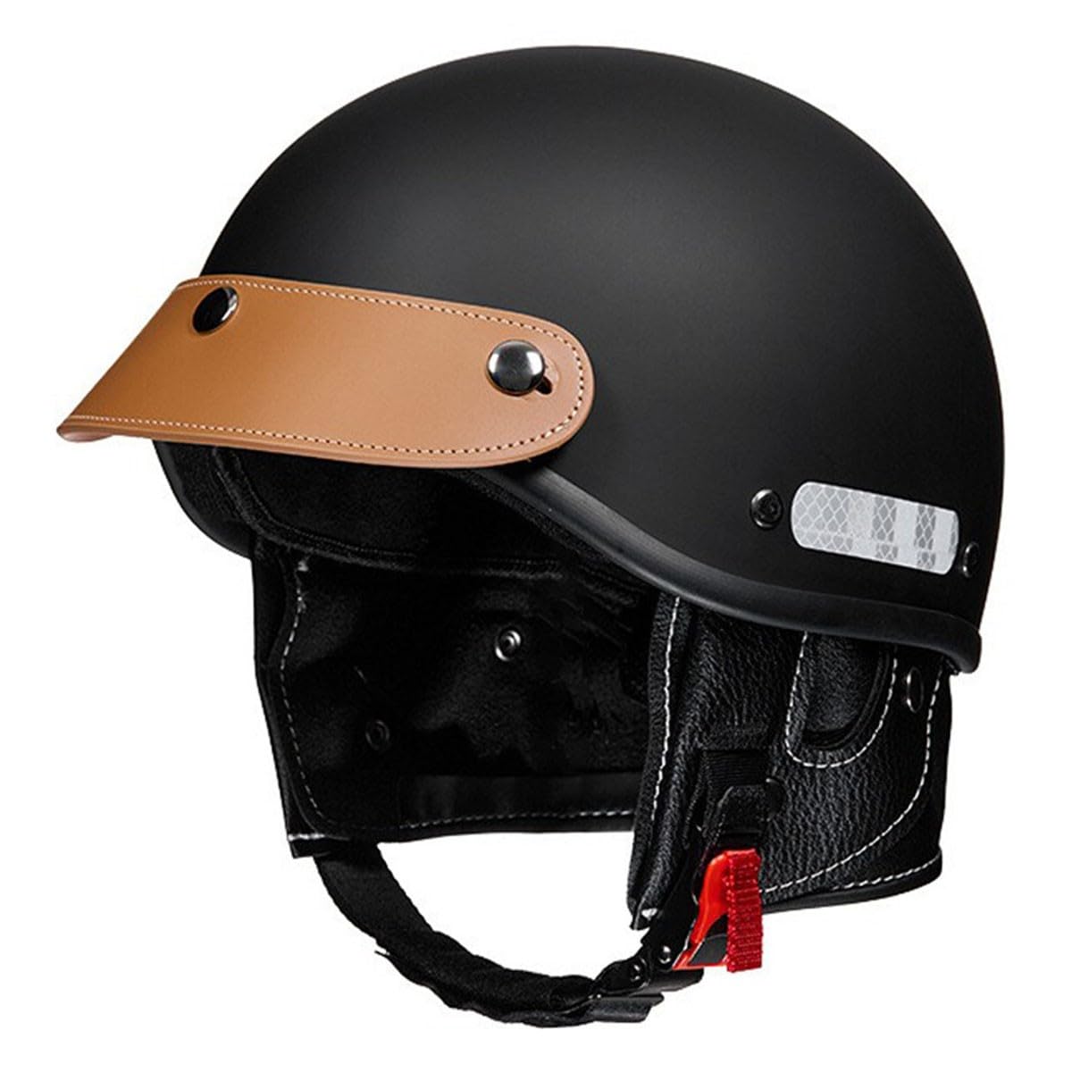 Motorradhelm Halbhelme Retro Style Jethelm Mit Abnehmbare Krempe Brain-Cap Halbschalenhelm Roller-Helm Offener Helm DOT/ECE-Zulassung Scooter Moped Helm Schutzhelm 5,L:58-62CM von HaiBing