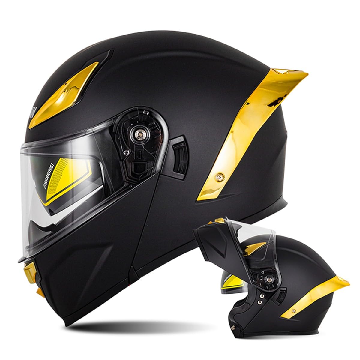 Motorradhelm Integrierter Klapphelm DOT/ECE Zertifiziert Flip Vollvisierhelm Motorrad Schutzhelm Mit Doppelvisier Integralhelm Motocross Helm Für Männer Und Frauen 18,L:59-60CM von HaiBing