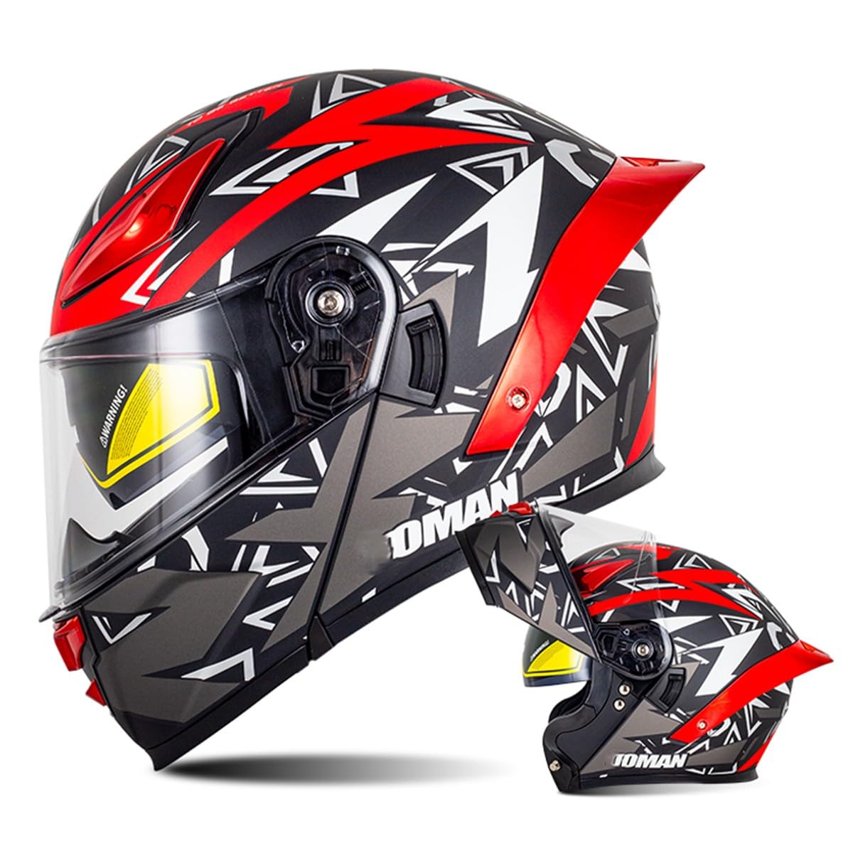 Motorradhelm Integrierter Klapphelm DOT/ECE Zertifiziert Flip Vollvisierhelm Motorrad Schutzhelm Mit Doppelvisier Integralhelm Motocross Helm Für Männer Und Frauen 3,L:59-60CM von HaiBing