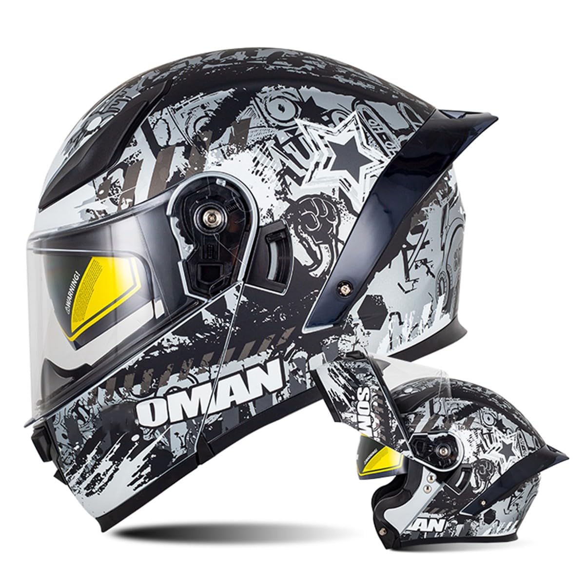 Motorradhelm Integrierter Klapphelm DOT/ECE Zertifiziert Flip Vollvisierhelm Motorrad Schutzhelm Mit Doppelvisier Integralhelm Motocross Helm Für Männer Und Frauen 4,S:55-56CM von HaiBing