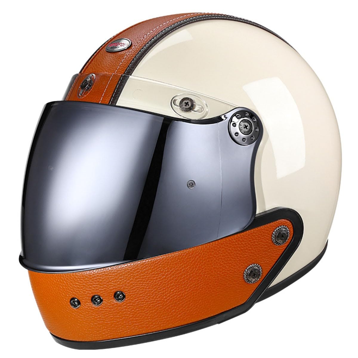 Motorradhelm Jethelme Rollerhelm ECE/DOT Zugelassen Retro Halbschalenhelm Mit Sonnenvisier Halbhelme Motorrad Helm Mit Abnehmbarem Kinnschutz 12,M:57-58CM von HaiBing