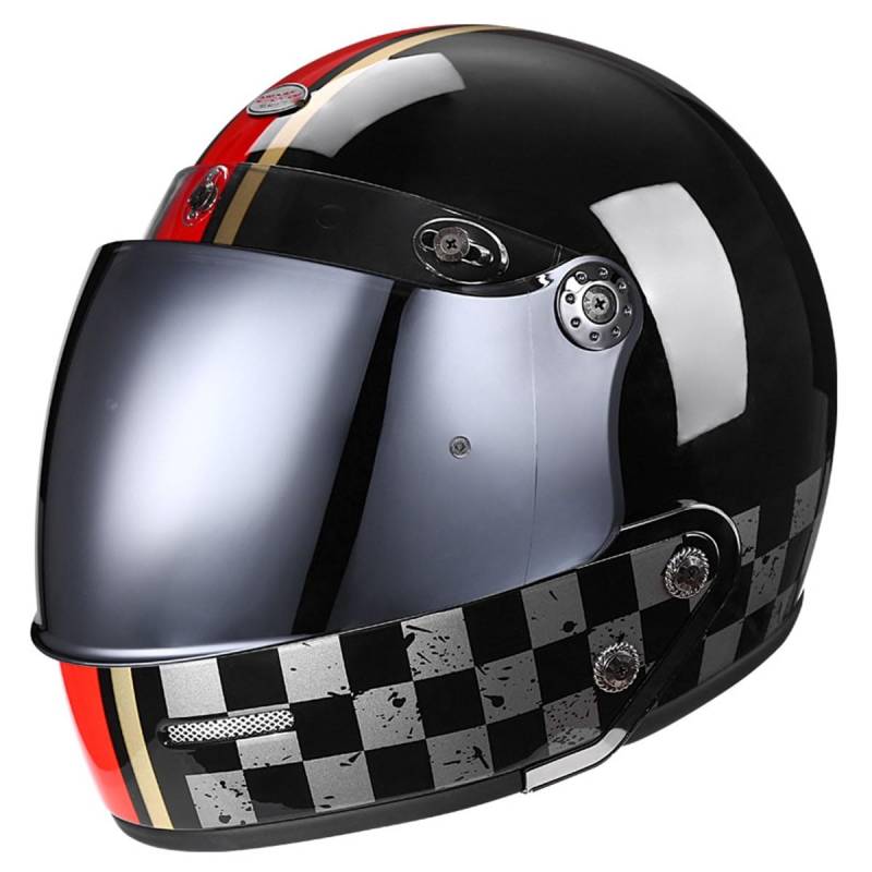 Motorradhelm Jethelme Rollerhelm ECE/DOT Zugelassen Retro Halbschalenhelm Mit Sonnenvisier Halbhelme Motorrad Helm Mit Abnehmbarem Kinnschutz 31,L:59-60CM von HaiBing