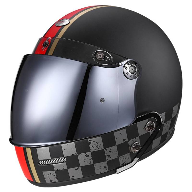 Motorradhelm Jethelme Rollerhelm ECE/DOT Zugelassen Retro Halbschalenhelm Mit Sonnenvisier Halbhelme Motorrad Helm Mit Abnehmbarem Kinnschutz 37,XXL:63-64CM von HaiBing