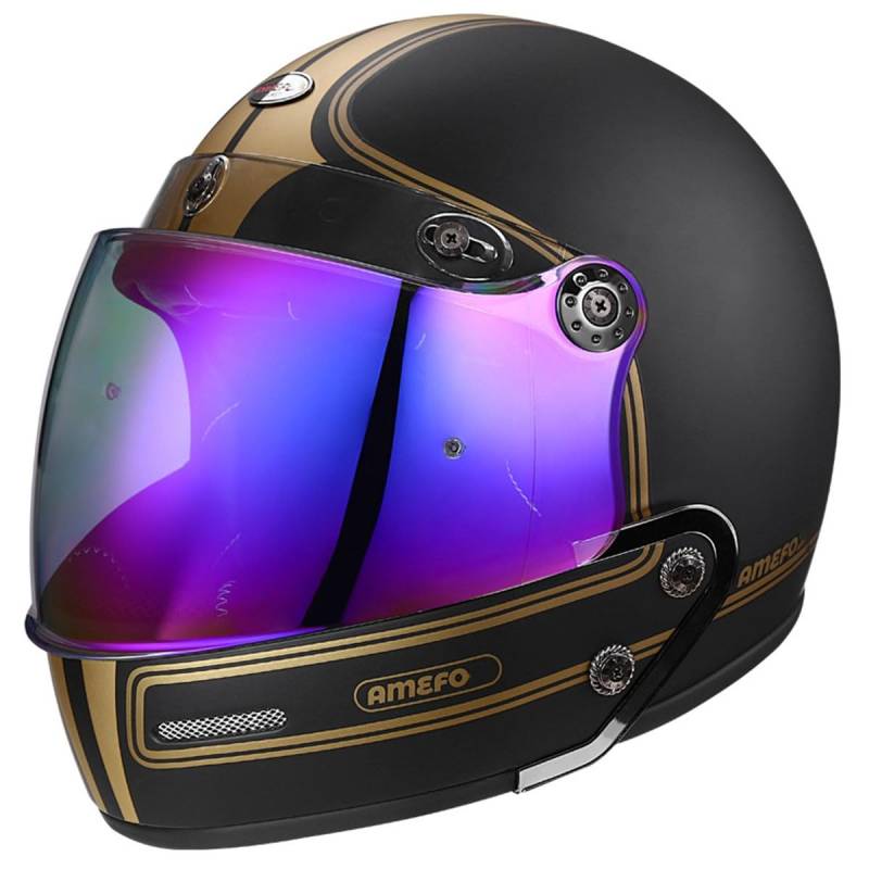 Motorradhelm Jethelme Rollerhelm ECE/DOT Zugelassen Retro Halbschalenhelm Mit Sonnenvisier Halbhelme Motorrad Helm Mit Abnehmbarem Kinnschutz 4,XXL:63-64CM von HaiBing