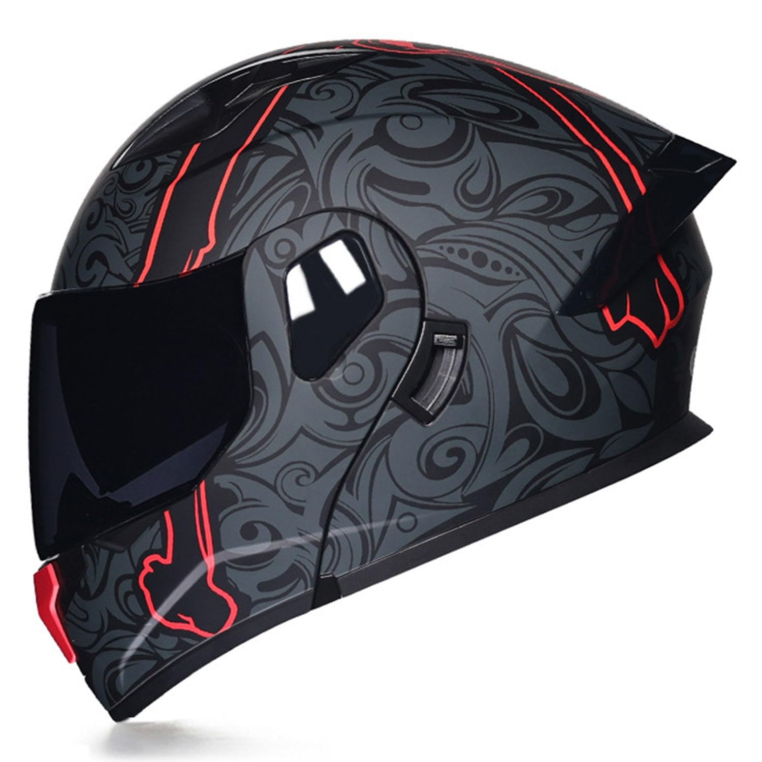 Motorradhelm Klapphelm Integralhelm Mit Doppelvisier Modularer Motocross Helm Sturzhelm Für Damen Herren ECE Zertifiziert Flip Vollvisierhelm Motorrad Rollerhelm 7,XXL:63-64CM von HaiBing