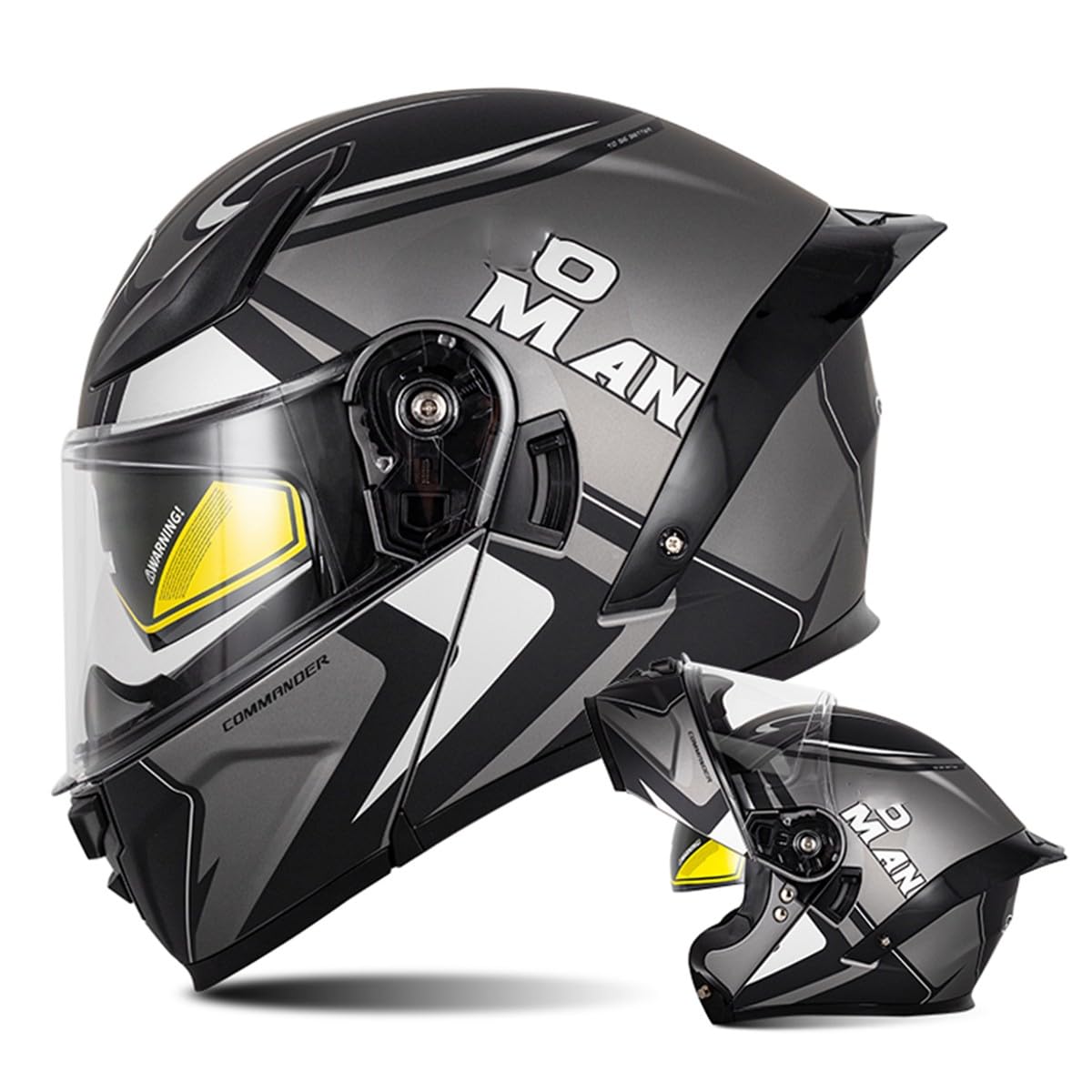 Motorradhelm Klapphelm Modulare Helm ECE/DOT Zertifiziert Integralhelm Erwachsene Motocross Helm Mit Doppelvisier Flip Vollvisierhelm Motorrad Helm 18,L:59-60CM von HaiBing